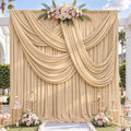 10x12ft Beige Backdrop Curtain for Wedding Parties, 2 Panels (5x12 ft Each) Wrinkle-Free Dackdrop Curtains