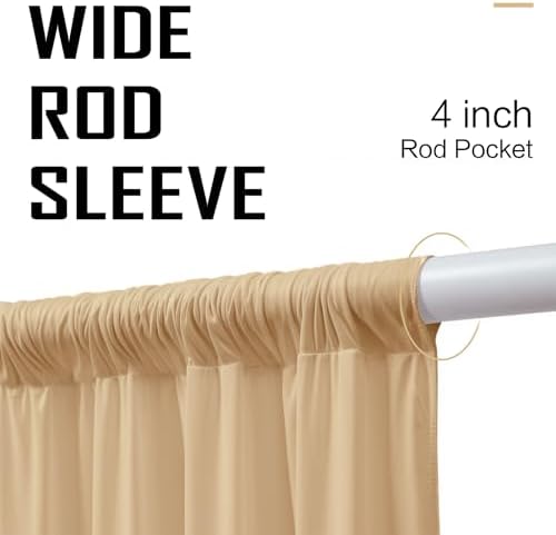 10x12ft Beige Backdrop Curtain for Wedding Parties, 2 Panels (5x12 ft Each) Wrinkle-Free Dackdrop Curtains, alternate view 4