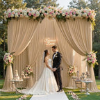 10x12ft Beige Backdrop Curtain for Wedding Parties, 2 Panels (5x12 ft Each) Wrinkle-Free Dackdrop Curtains, alternate view 5