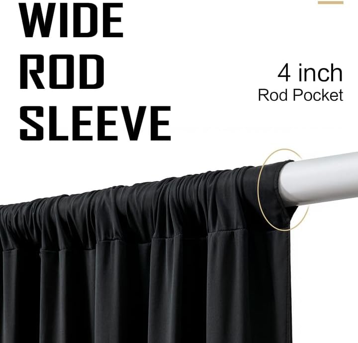10x12ft Black Backdrop Curtain for Wedding Parties, 2 Panels (5x12 ft Each) Wrinkle-Free Dackdrop Curtains, alternate view 4