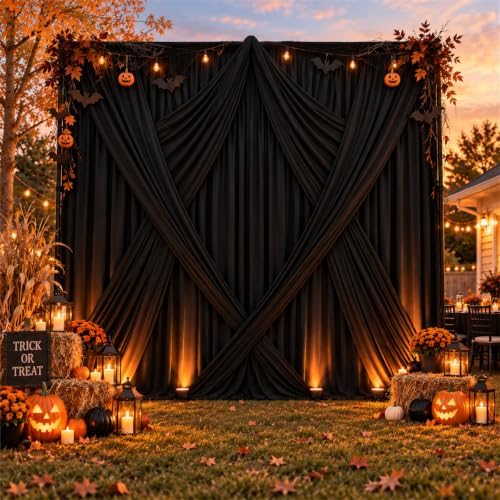 10x12ft Black Backdrop Curtain for Wedding Parties, 2 Panels (5x12 ft Each) Wrinkle-Free Dackdrop Curtains, alternate view 5