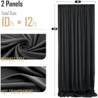 10x12ft Black Backdrop Curtain for Wedding Parties, 2 Panels (5x12 ft Each) Wrinkle-Free Dackdrop Curtains, alternate view 6