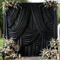 10x12ft Black Backdrop Curtain for Wedding Parties, Wrinkle Free 2 Panels 12 ft Long Silky Polyester Photo