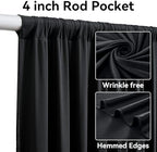 10x12ft Black Backdrop Curtain for Wedding Parties, Wrinkle Free 2 Panels 12 ft Long Silky Polyester Photo, alternate view 2