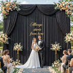 10x12ft Black Backdrop Curtain for Wedding Parties, Wrinkle Free 2 Panels 12 ft Long Silky Polyester Photo, alternate view 5