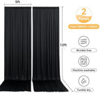10x12ft Black Backdrop Curtain for Wedding Parties, Wrinkle Free 2 Panels 12 ft Long Silky Polyester Photo, alternate view 6