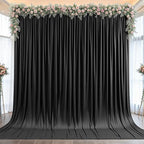 10x12ft Black Backdrop Curtain Panels for Parties - Wrinkle Free Polyester Photo Curtain Backdrop Wedding Back