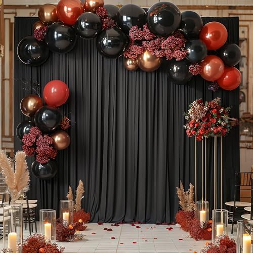 10x12ft Black Backdrop Curtain Panels for Parties - Wrinkle Free Polyester Photo Curtain Backdrop Wedding Back, alternate