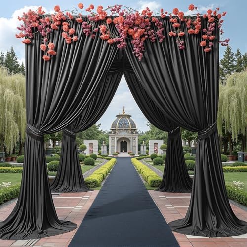 10x12ft Black Backdrop Curtain Panels for Parties - Wrinkle Free Polyester Photo Curtain Backdrop Wedding Back, alternate