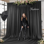 10x12ft Black Backdrop Curtain Panels for Parties - Wrinkle Free Polyester Photo Curtain Backdrop Wedding Back, alternate