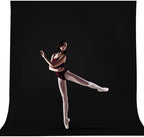 10x12ft Black Backdrop for Photography, Large Seamless Polyester Fabric Pure Black Photo Backdrop Curtain for