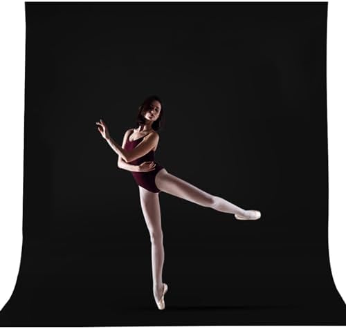 10x12ft Black Backdrop for Photography, Large Seamless Polyester Fabric Pure Black Photo Backdrop Curtain for