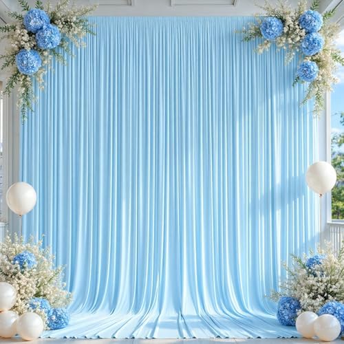 10x12ft Blue Backdrop Curtain Panels for Parties - Wrinkle Free Polyester Photo Curtain Backdrop Wedding Back