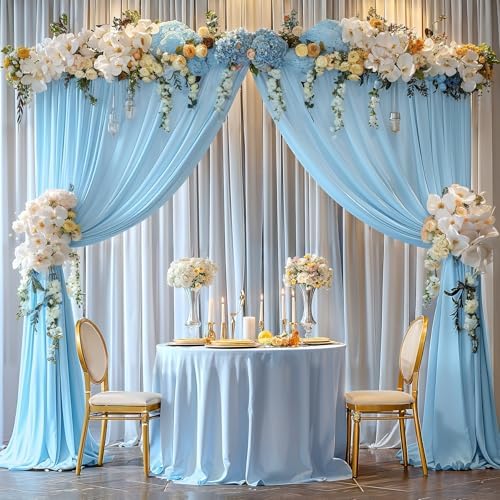 10x12ft Blue Backdrop Curtain Panels for Parties - Wrinkle Free Polyester Photo Curtain Backdrop Wedding Back, alternate view