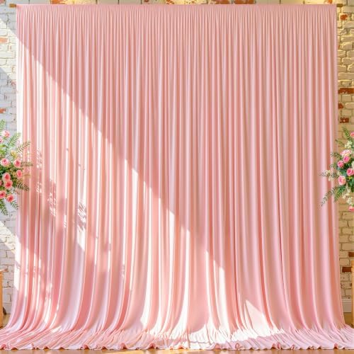 10x12ft Blush Pink Backdrop Curtain Panels for Parties - Wrinkle Free Polyester Photo Curtain Backdrop Wedding