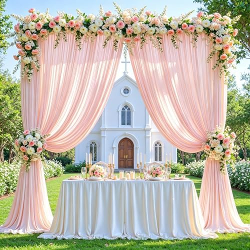 10x12ft Blush Pink Backdrop Curtain Panels for Parties - Wrinkle Free Polyester Photo Curtain Backdrop Wedding, alternate