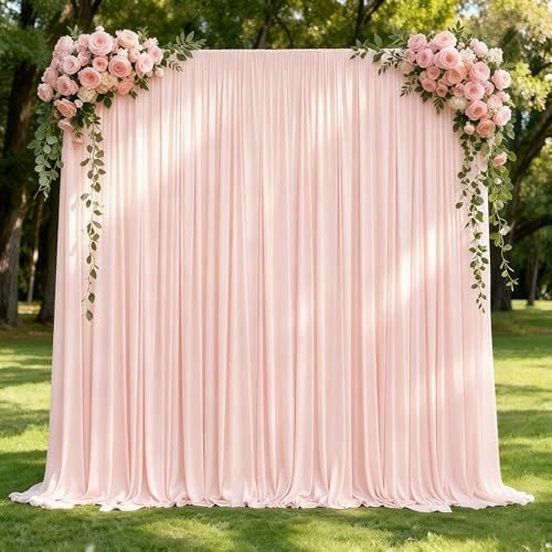 10x12ft Blush Pink Backdrop Curtain Panels for Parties - Wrinkle Free Polyester Photo Curtain Backdrop Wedding, alternate
