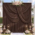 10x12ft Brown Backdrop Curtain for Wedding Parties, 2 Panels (5x12 ft Each) Wrinkle-Free Dackdrop Curtains
