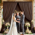 10x12ft Brown Backdrop Curtain for Wedding Parties, 2 Panels (5x12 ft Each) Wrinkle-Free Dackdrop Curtains, alternate view 2