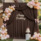 10x12ft Brown Backdrop Curtain for Wedding Parties, 2 Panels (5x12 ft Each) Wrinkle-Free Dackdrop Curtains, alternate view 5