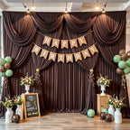 10x12ft Brown Backdrop Curtains for Parties Wrinkle Free Fabric Backdrop Curtain Birthday Photo Drapes Backdrop