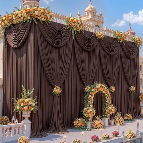 10x12ft Brown Backdrop Curtains for Parties Wrinkle Free Fabric Backdrop Curtain Birthday Photo Drapes Backdrop, alternate