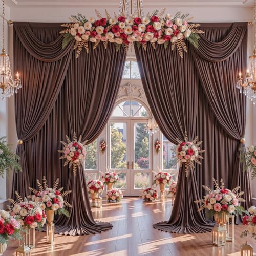 10x12ft Brown Backdrop Curtains for Parties Wrinkle Free Fabric Backdrop Curtain Birthday Photo Drapes Backdrop, alternate