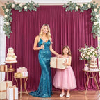 10x12ft Burgundy Backdrop Curtains for Wedding, Wrinkle-Resistant in W5' x H12'(2 Panels) in Burgundy