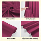 10x12ft Burgundy Backdrop Curtains for Wedding, Wrinkle-Resistant in W5' x H12'(2 Panels) in Burgundy, alternate view 2