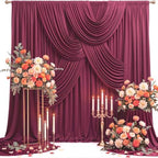 10x12ft Burgundy Backdrop Curtains for Wedding, Wrinkle-Resistant in W5' x H12'(2 Panels) in Burgundy, alternate view 6