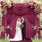 10x12ft Burgundy Backdrop Curtains for Wedding, Wrinkle-Resistant in W5' x H12'(2 Panels) in Burgundy, alternate view 7