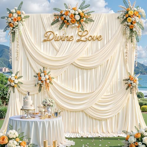 10x12ft Champagne Backdrop Curtains for Parties Wrinkle Free Fabric Backdrop Curtain Wedding Photo Drapes