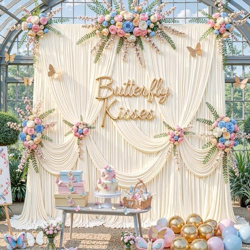 10x12ft Champagne Backdrop Curtains for Parties Wrinkle Free Fabric Backdrop Curtain Wedding Photo Drapes, alternate view 3