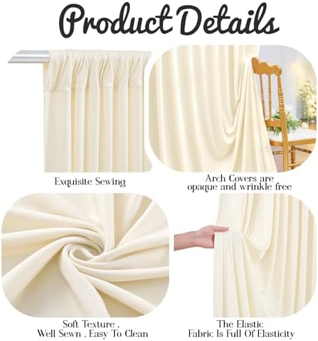 10x12ft Champagne Backdrop Curtains for Parties Wrinkle Free Fabric Backdrop Curtain Wedding Photo Drapes, alternate view 5