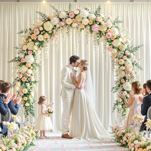 10x12ft Cream Backdrop Curtain Panels for Parties - Wrinkle Free Polyester Photo Curtain Backdrop Wedding Back, alternate