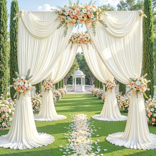 10x12ft Cream Backdrop Curtain Panels for Parties - Wrinkle Free Polyester Photo Curtain Backdrop Wedding Back, alternate
