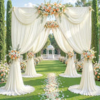 10x12ft Cream Backdrop Curtain Panels for Parties - Wrinkle Free Polyester Photo Curtain Backdrop Wedding Back, alternate