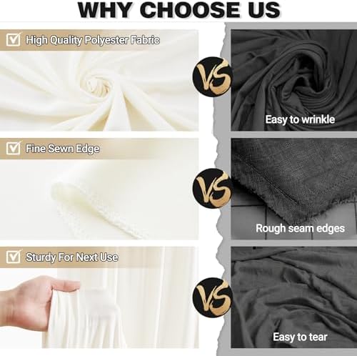 10x12ft Cream Backdrop Curtain Panels for Parties - Wrinkle Free Polyester Photo Curtain Backdrop Wedding Back, alternate