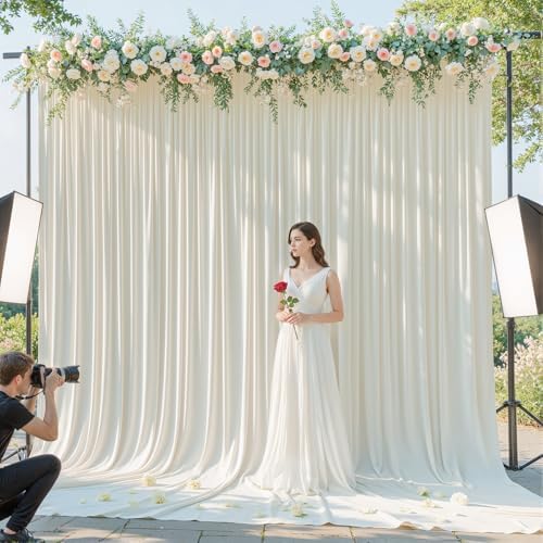 10x12ft Cream Backdrop Curtain Panels for Parties - Wrinkle Free Polyester Photo Curtain Backdrop Wedding Back, alternate