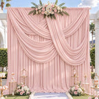 10x12ft Dusty Rose Backdrop Curtain, 2 Panels 5x12ft Thick Wrinkle-Free Polyester Fabric, Professional