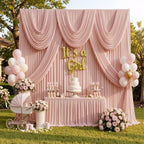 10x12ft Dusty Rose Backdrop Curtain, 2 Panels 5x12ft Thick Wrinkle-Free Polyester Fabric, Professional, alternate view 7