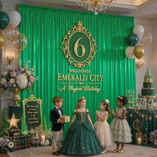 10x12FT Green Sequin Curtains Backdrop, Wrinkle Free Back Drop for Wedding in 10x12FT