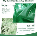 10x12FT Green Sequin Curtains Backdrop, Wrinkle Free Back Drop for Wedding in 10x12FT, alternate view 2
