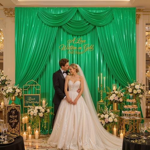 10x12FT Green Sequin Curtains Backdrop, Wrinkle Free Back Drop for Wedding in 10x12FT, alternate view 5