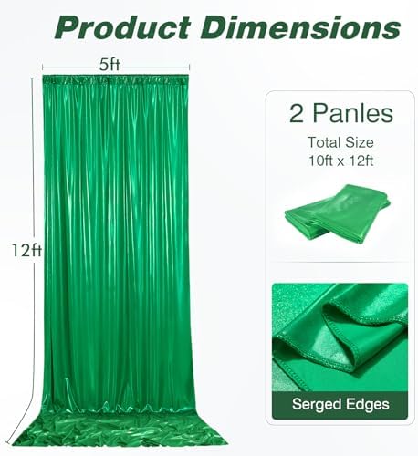 10x12FT Green Sequin Curtains Backdrop, Wrinkle Free Back Drop for Wedding in 10x12FT, alternate view 6