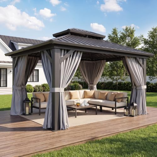 10x12FT Hardtop Gazebo Gray in 10x12FT, alternate view 3