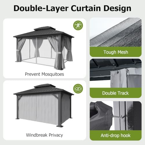 10x12FT Hardtop Gazebo Gray in 10x12FT, alternate view 5