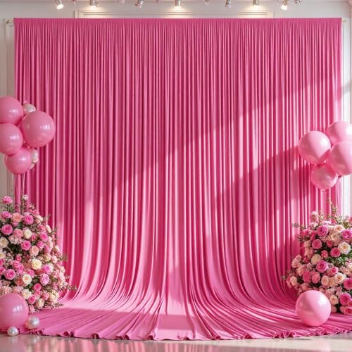 10x12ft Hot Pink Backdrop Curtain Panels for Parties - Wrinkle Free Polyester Photo Curtain Backdrop Wedding