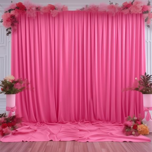 10x12ft Hot Pink Backdrop Curtain Panels for Parties - Wrinkle Free Polyester Photo Curtain Backdrop Wedding, alternate view