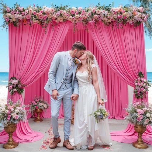 10x12ft Hot Pink Backdrop Curtain Panels for Parties - Wrinkle Free Polyester Photo Curtain Backdrop Wedding, alternate view